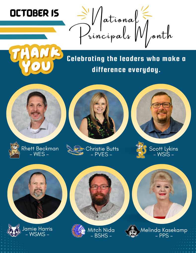 October National Principals Month graphic honoring six MCS principals.
