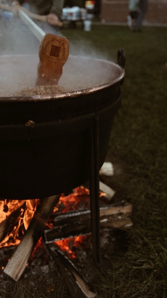 close up of applebutter kettle