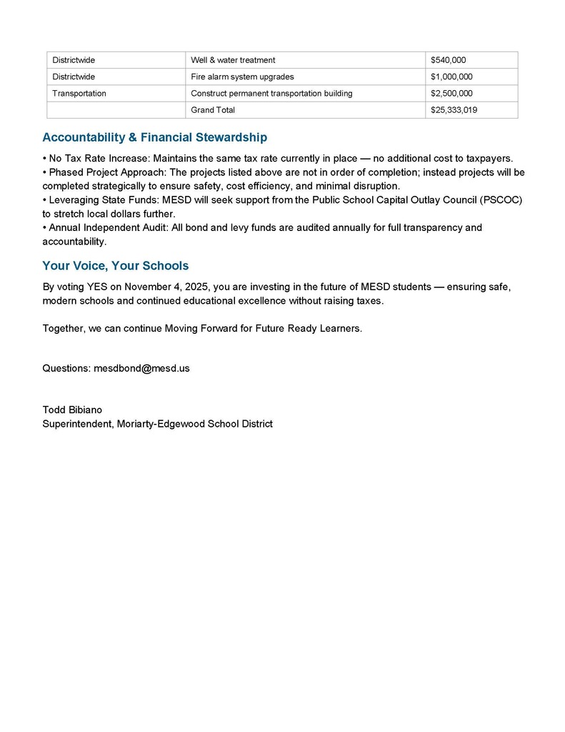 Bond Election Information