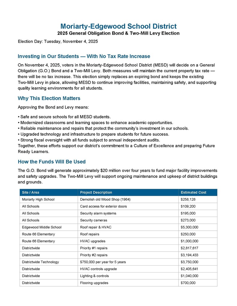 Bond Election Information