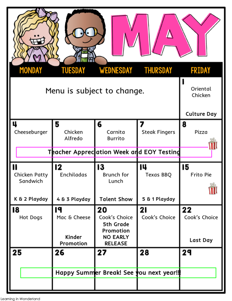 May Calendar