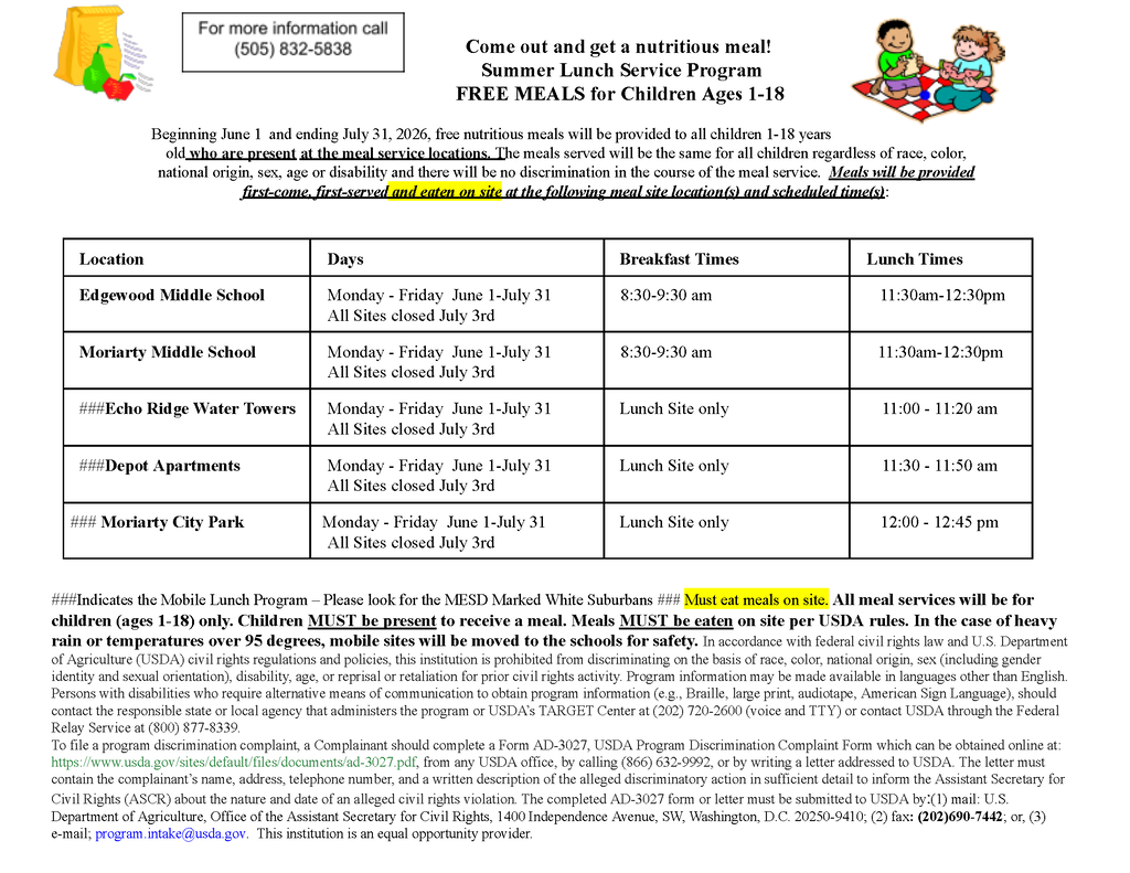 Summer Lunch Hours and Locations!