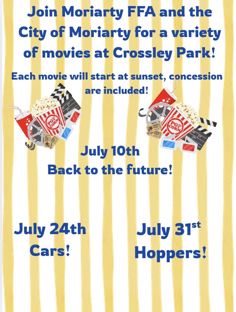 Moriarty FFA and the City of Moriarty movies at Crossley Park!