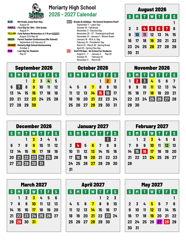 MHS 2026 - 2027 School Calendar