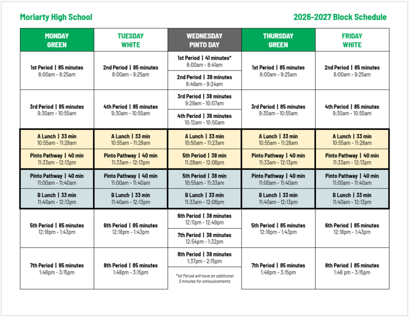 MHS 2026 - 2027 Block Schedule