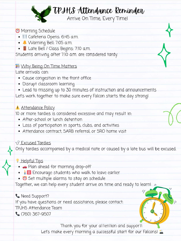 TPJHS Attendance Reminders