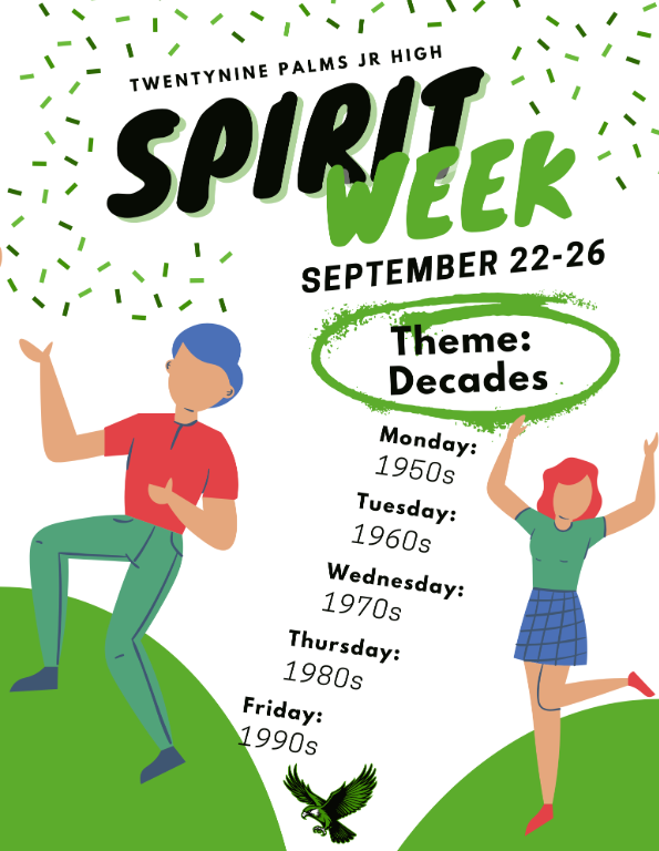 TPJHS Decades Spirit Week: September 22nd through the 26th