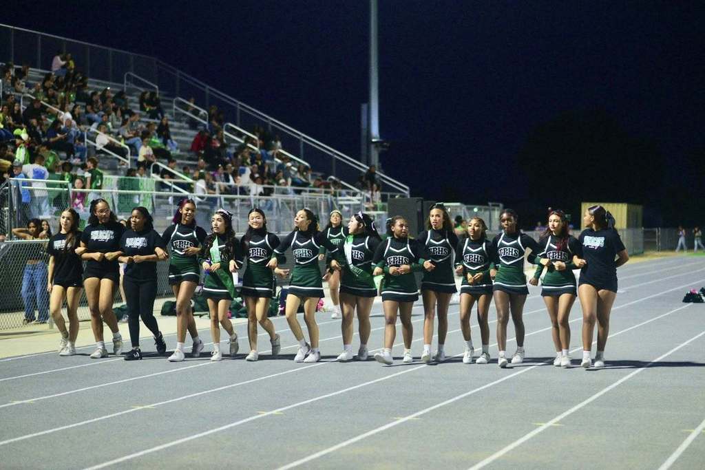 cheerleaders walking