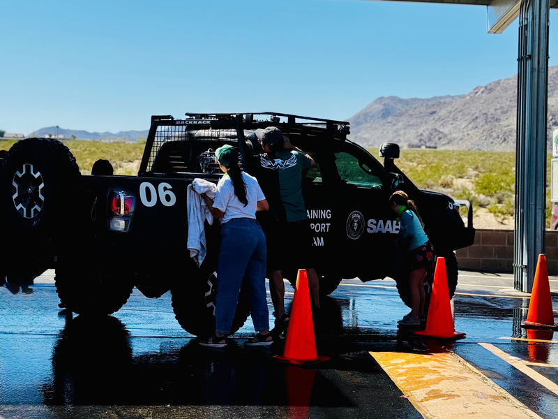 Ms. Soto drying our special guest Toyota 4x4 training truck