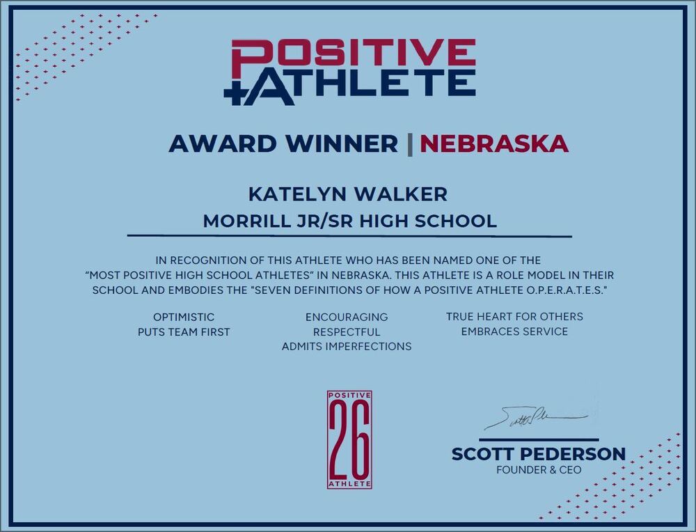 Katelyn Walker - Nebraska Positive Athlete Award
