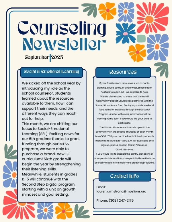 Counselor's Sept. 2025 Newsletter