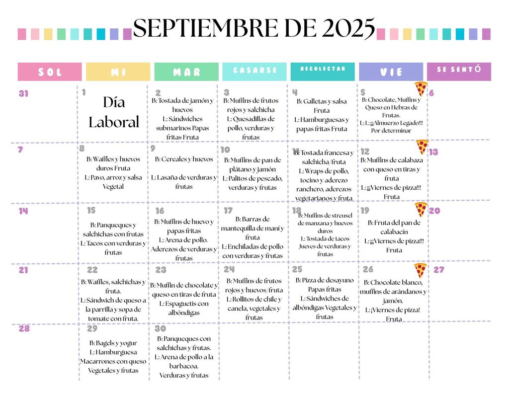 Sept. 2025 Breakfast/Lunch Menu