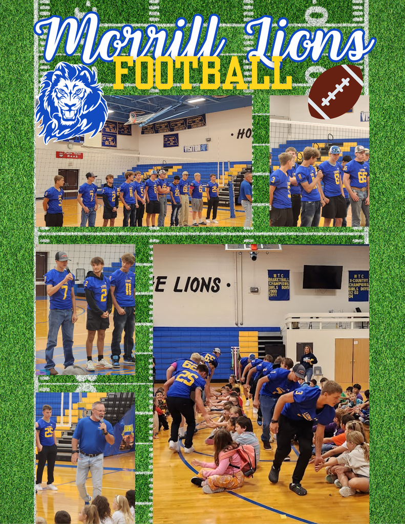 Thank you to the high school football team for joining us at morning meeting today. We can't wait to cheer you on this season! GO BIG BLUE! 💙🦁🏈