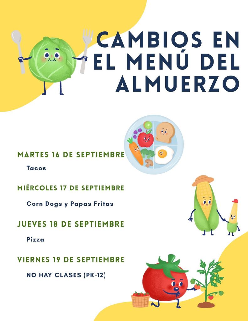 Menu Changes-Sept. 16-19
