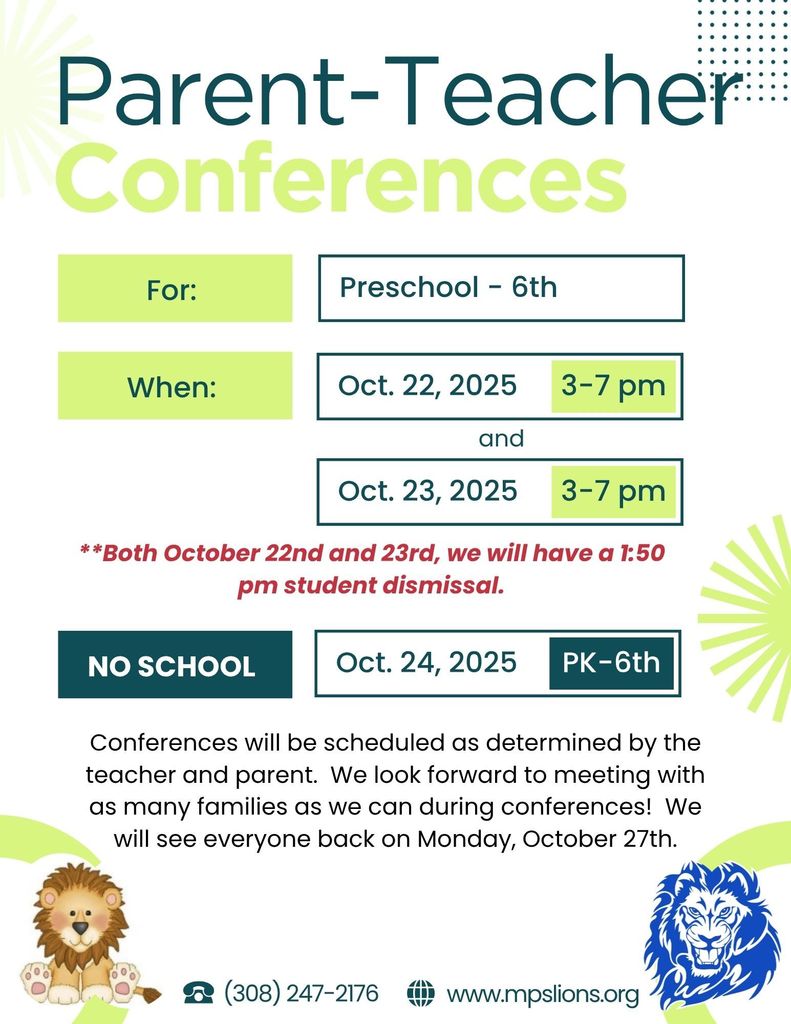 P/T Conferences (Oct. 22 & 23)/No School Oct. 24