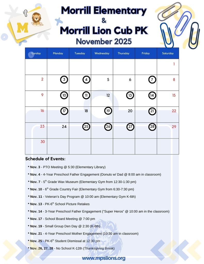 Nov. 2025 Monthly Calendar (English)