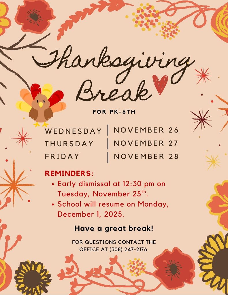 Thanksgiving Break-Nov. 26-28/Early Out Nov. 25