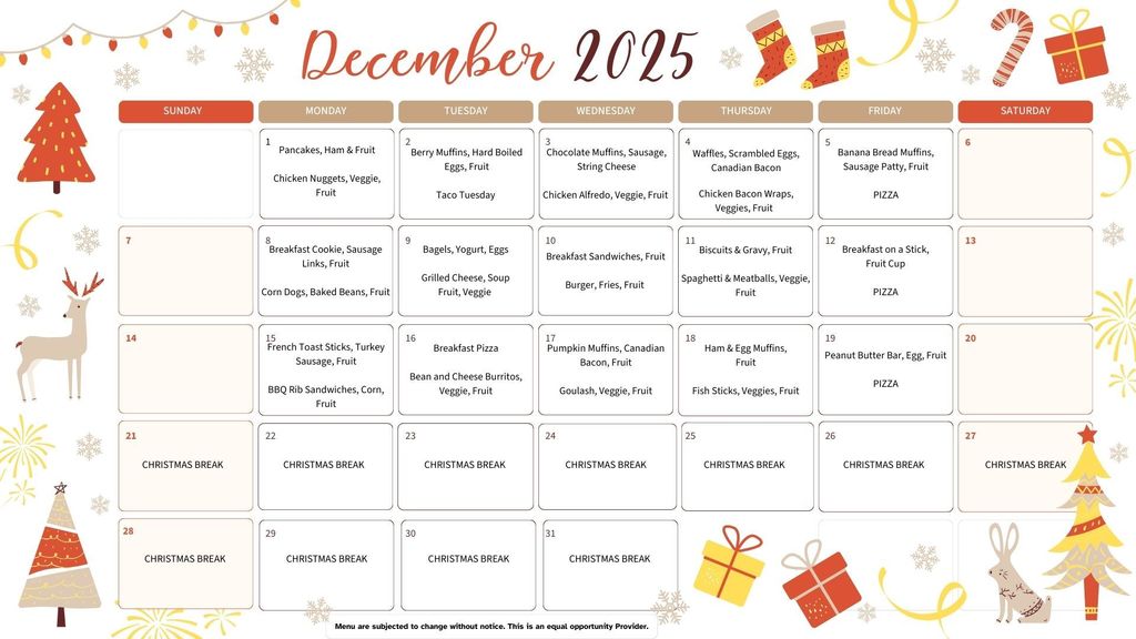 Dec. 2025 Menu