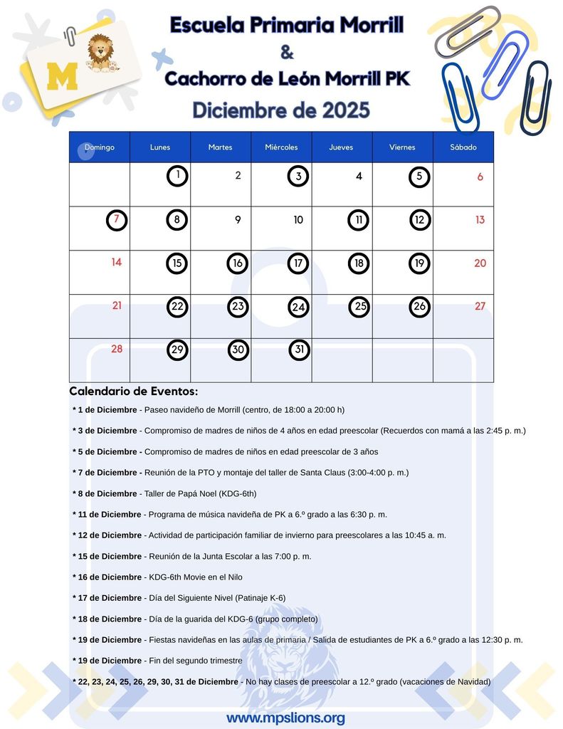 Dec. 2025 Monthly Calendar