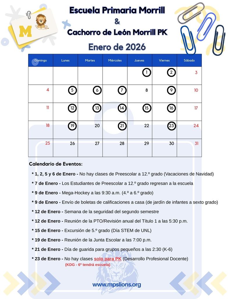 Jan. 2026 Monthly Calendar