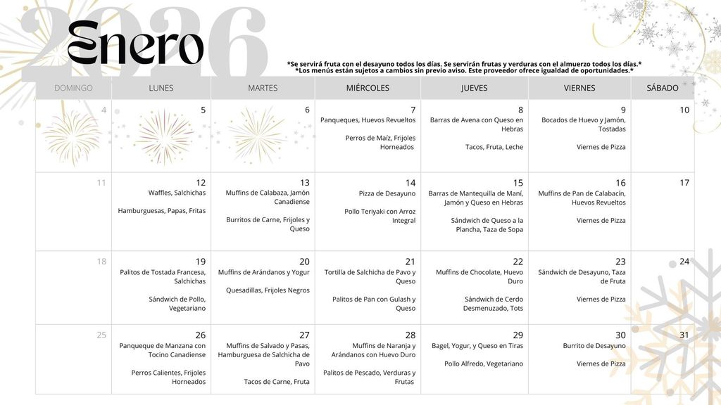 Jan. 2026 Breakfast/Lunch Menu