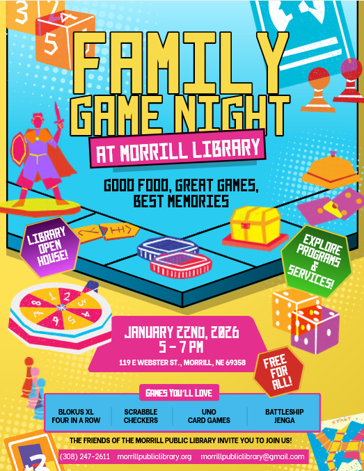Morrill Public Library Family Game Night (1-22-26)