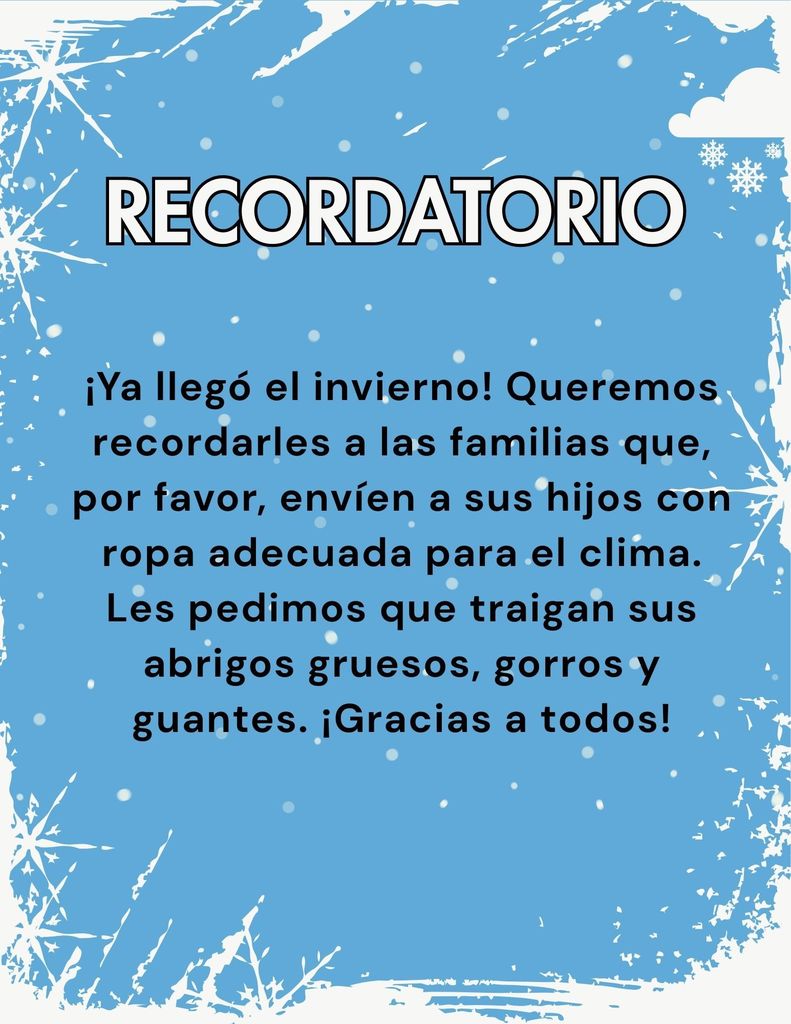 Reminder - Winter Clothes