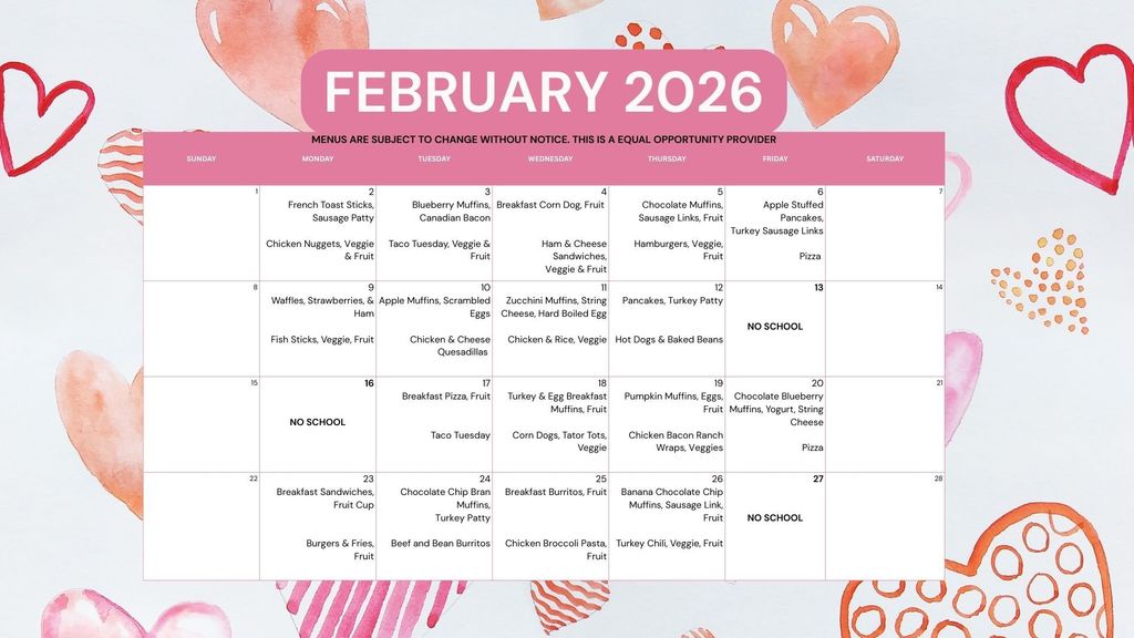Feb. 2026 Breakfast/Lunch Menu