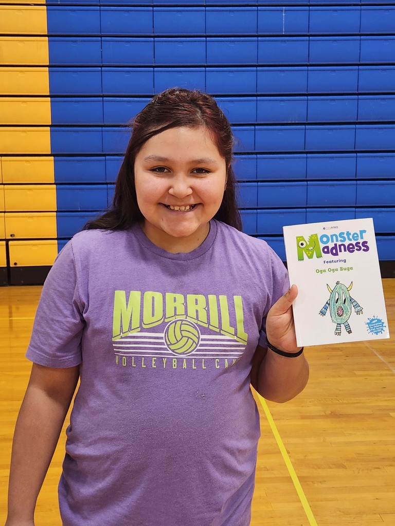 In December, many Morrill Elementary students submitted artwork into a national art contest run by Young Artists.   Congratulations to Aviana Lockman!  She was chosen as a winner.  As a winner, her picture was chosen to be the cover of the Young Artist's "Monster Madness" book, and she earned herself a goody bag full of art supplies!   Keep being creative! 