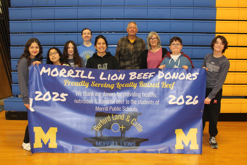 Morrill Elementary School was proud to honor Dick and Deborah Burford of Burford Land and Cattle during our Morning Meeting!  Thanks to the Burford family’s generous donation of beef to our school lunch program, our students are benefiting in a meaningful way. We are incredibly grateful for their hard work in agriculture, their commitment to giving back to our community, and their continued support of our school.  Thank you, Burford family, for making a difference! 🐄💙