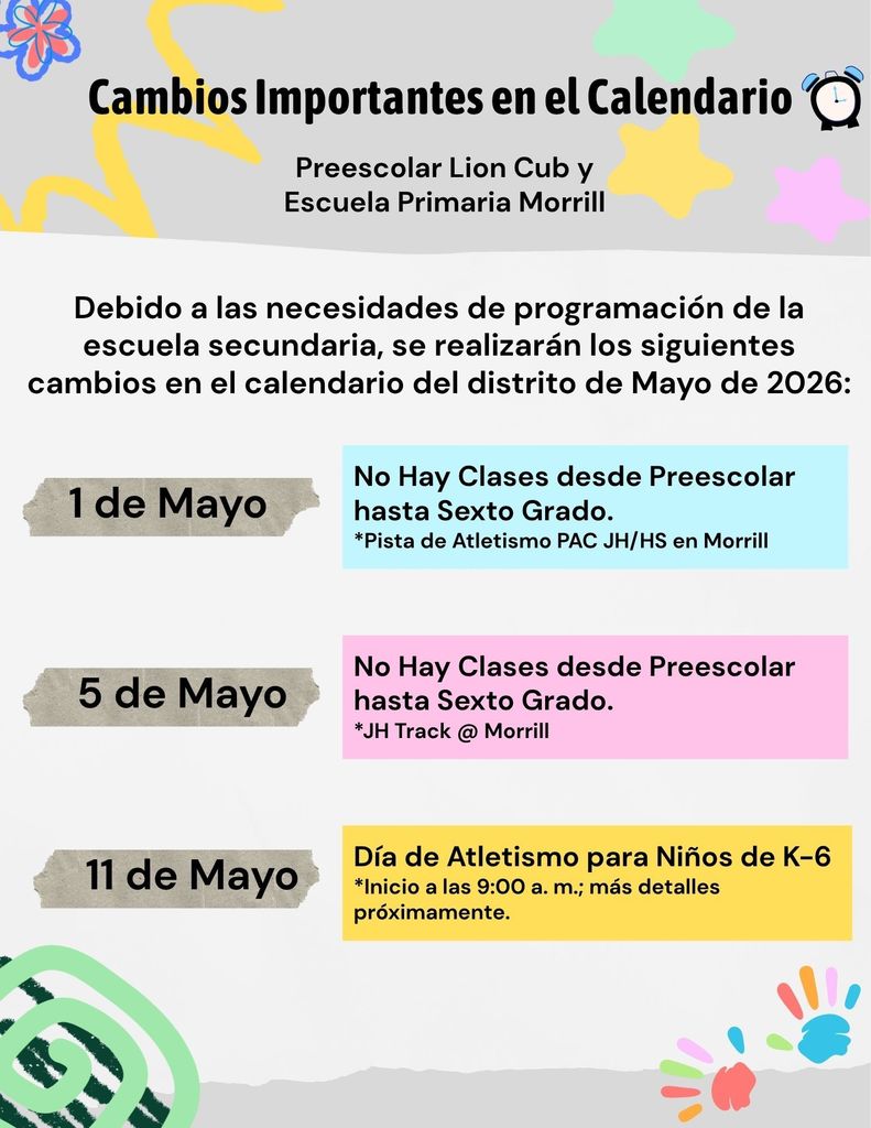 May 2026 District Calendar Changes