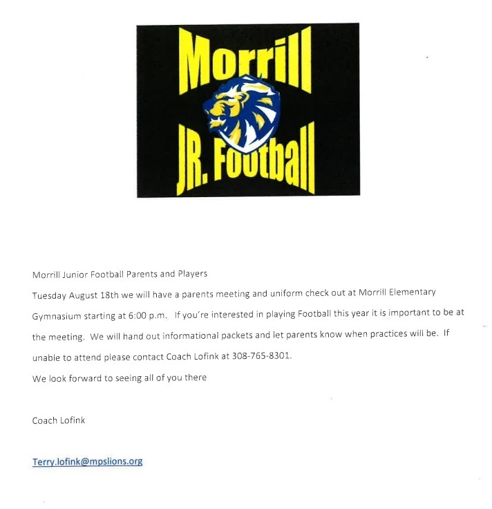 Jr Football Parent Meeting (8-18-26)