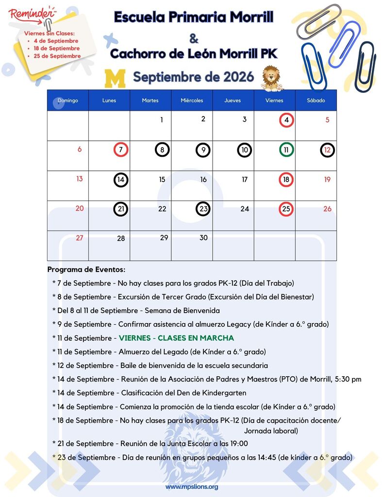 Sept. 2026 Monthly Calendar