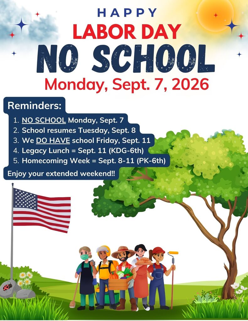 No School Sept. 7 (Labor Day)