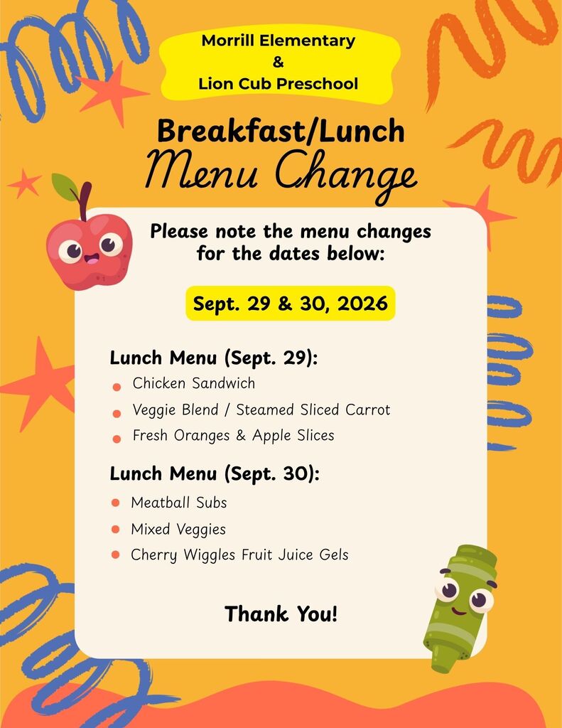 Lunch Menu Changes