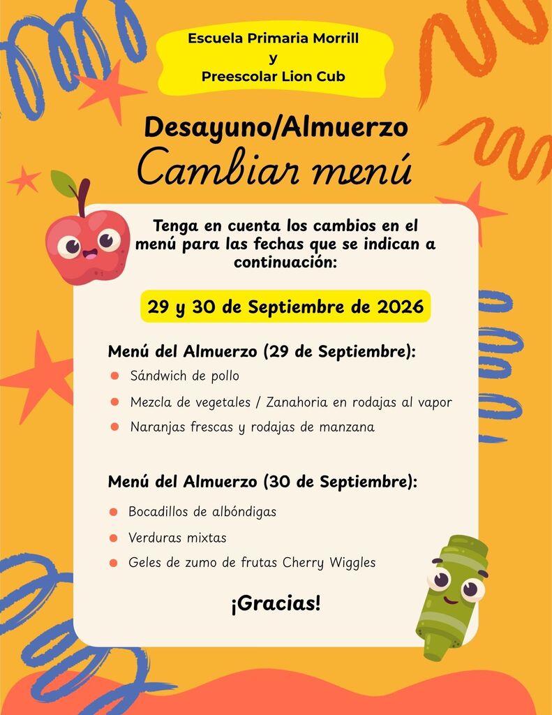 Lunch Menu Changes