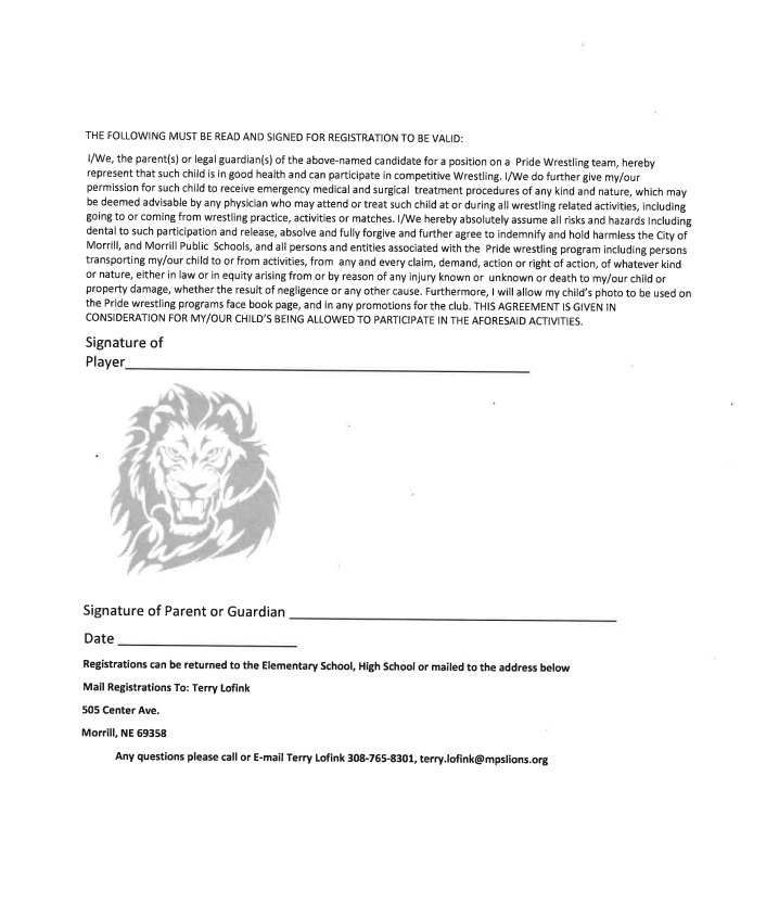 2026 Pride Wrestling Registration (pg. 2)