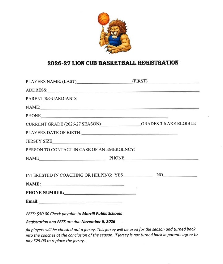 2026 Lion Cub Registration (pg. 1)