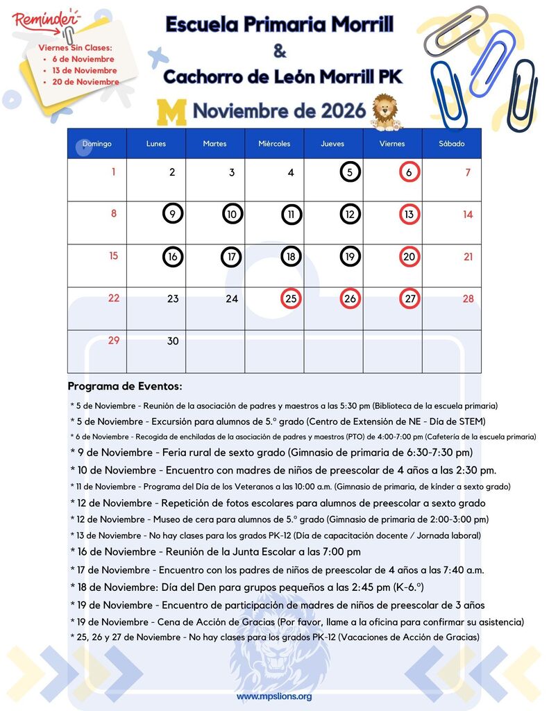 Nov. 2026 Monthly Calendar