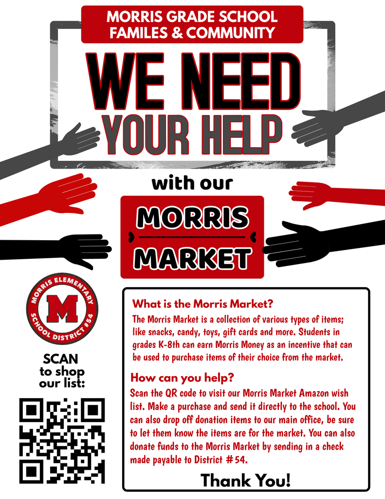 Morris Market Donation Flyer, scan the QR