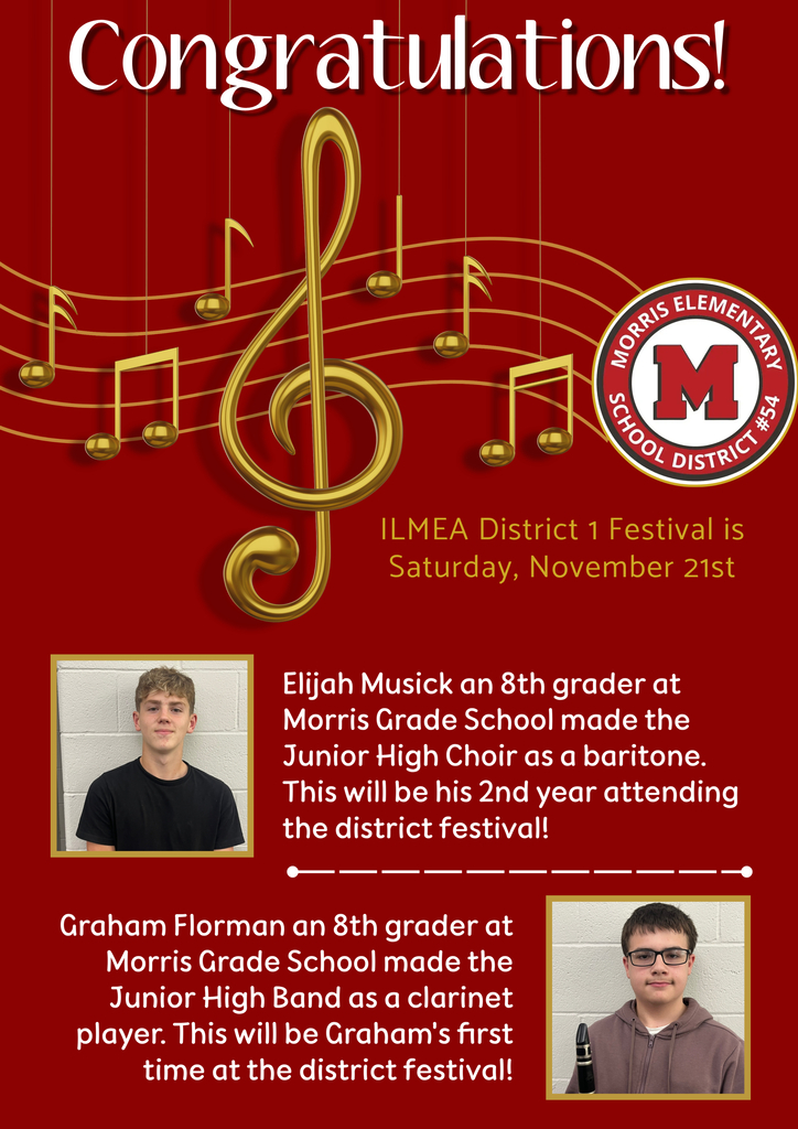 Two MGS 8th graders will be participating in the ILMEA District 1 Junior High Festival.