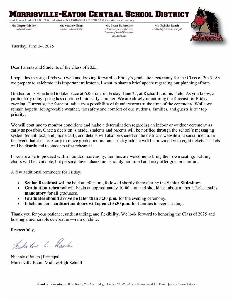 Commencement Weather Reminder 6.24.25