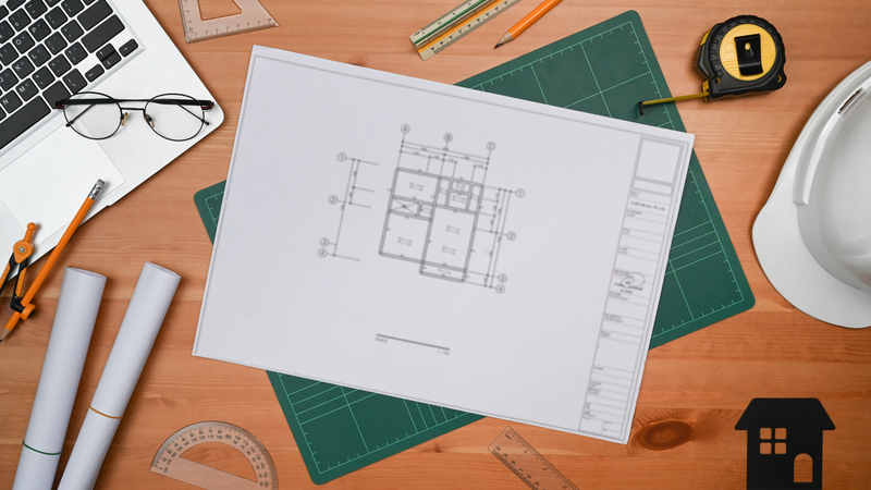 Architect desk and sketch