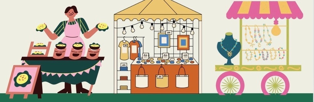 a colorful market scene