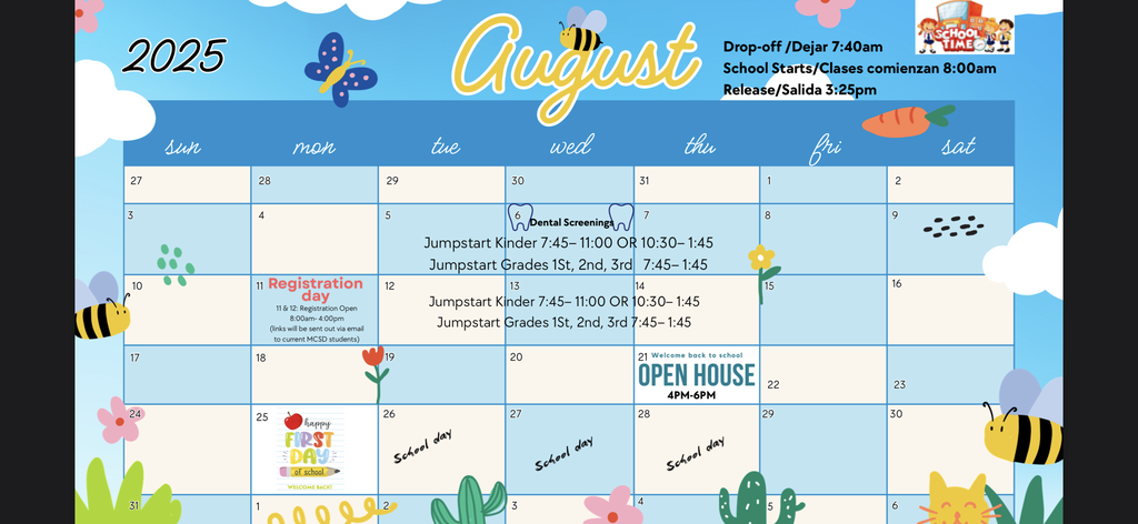 Aug cal. Important dates
