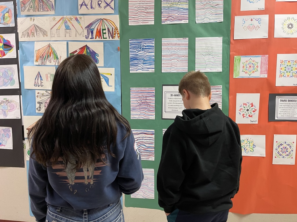 a family observes art illusions