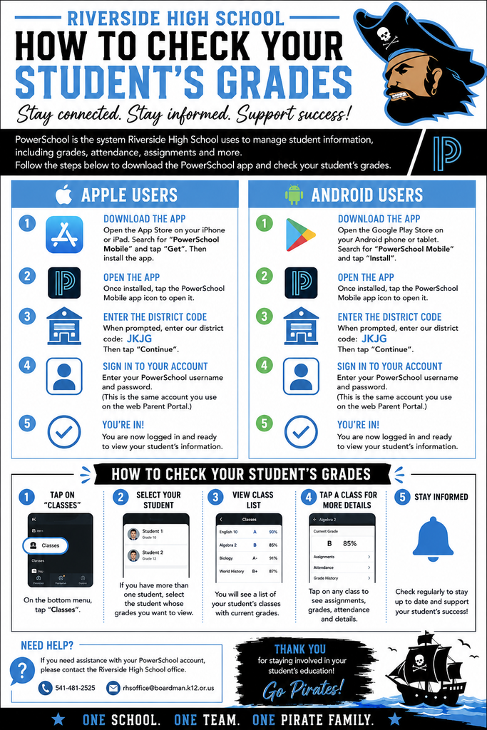 Flyer describing how to check students grades on PowerSchool