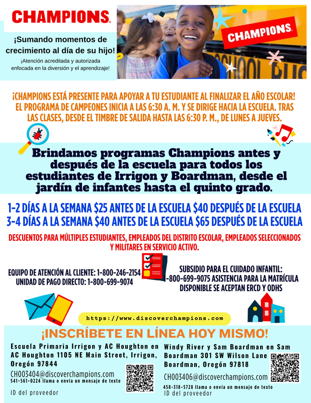 flyer about champions spanish