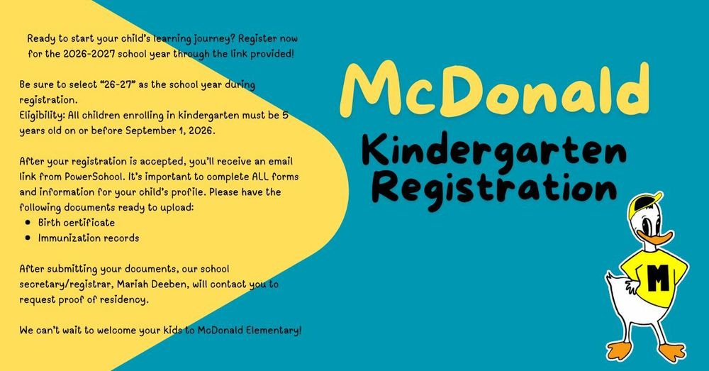 McDonald Kindergarten Registration