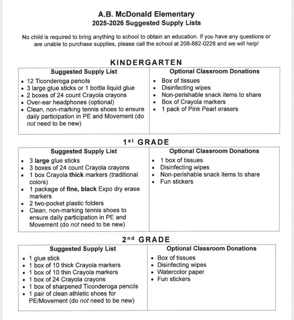 Supply LIsts Kinder-2